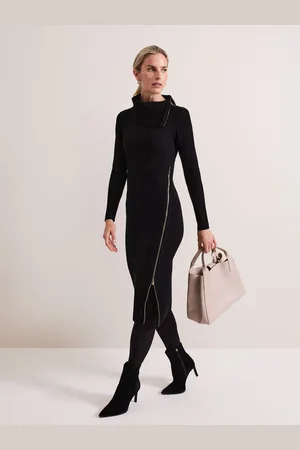 Phase Eight Hartley Zip Ribbed Column Dress AU 16