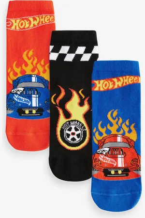 Next Red/Black/Blue Hot Wheels Cotton Rich License Socks 3 Pack 6-8.5 Jnr