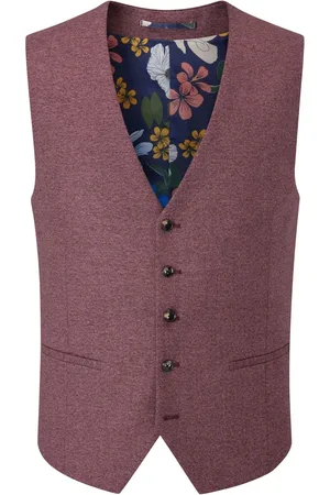 Skopes Red Single Breasted Jodrell Tweed Effect Suit Waistcoat 38 R