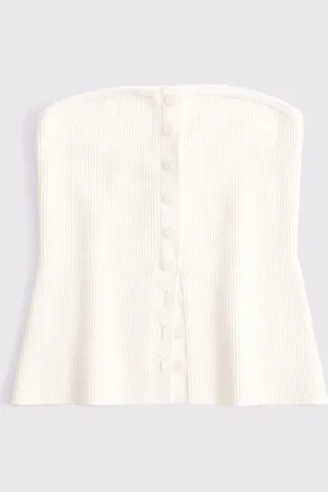 Abercrombie & Fitch Strapless Button Through Knitted Tube Top small