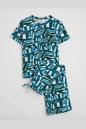 Seasalt Cornwall Light Blue Moonlight Jersey Printed Pyjamas AU 8