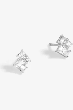 Simply Silver Silver Tone 925 Cubic Zirconia Scattered Stone Stud Earrings One
