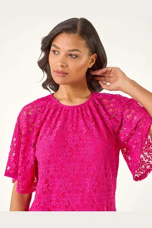 Roman Pink Lace Angel Sleeve Blouse AU 10