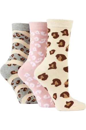 Wild Feet Cream Novelty Jacquard Crew Socks 3 Pack One