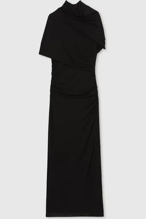 Reiss Azure Stretch Lyocell Ruched Midi Dress 16