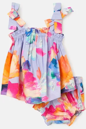 Angel & Rocket Minnie Multi Floral Print Bow Shoulder Tunic And Bloomer Set 6