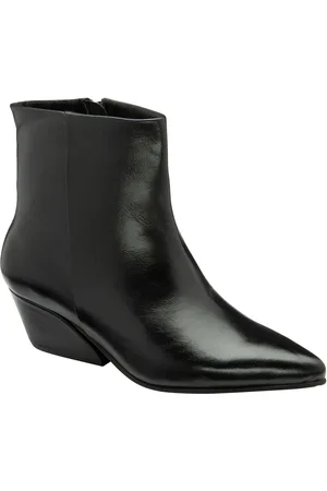 Ravel Black Leather Pointed-Toe Ankle Boots AU 6 (EU 37)
