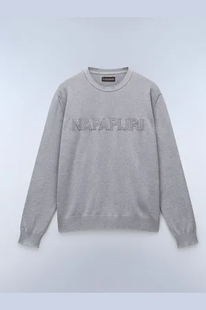 Napapijri Grey Ambra Crew Neck Knitwear 100% Cotton Cardigan M