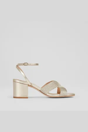 LK Bennett Gold Stella Woven Leather 100% Cotton Sandals AU 11 (EU 42)
