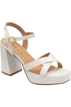 Ravel White Cross Strap Open Toe Platform Sandals AU 9 (EU 41)
