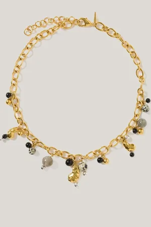 Jigsaw Gold Tone Semi Precious Charm Necklace One