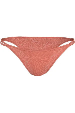 Calvin Klein Pink Sheer Marquisette Lace High Leg Thong XL