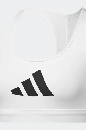 adidas White Powerreact Big Logo Low Impact Bra AU 20-22