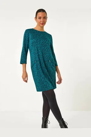 Roman Leaf Print Zip Pocket Detail Dress AU 10