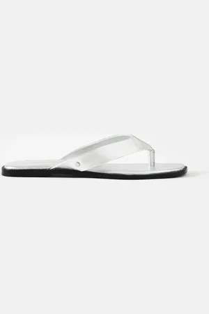 mint&berry Silver Lula Leather Flip Flops eu39uk6