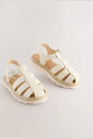 Next White Wide Fit (G) Chunky Fisherman Sandals AU 12 (EU 30.5)