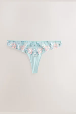 Next Blue Premium Floral Embroidery Thong AU 10