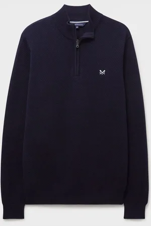 J.Crew Blue Pique Stitch Half Zip 100% Cotton Jumper S