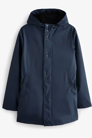 Threadbare Blue Microfleece Lined Longline Hooded Raincoat L