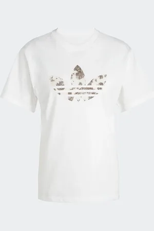 adidas White Animal Print Trefoil T-Shirt AU 16-18