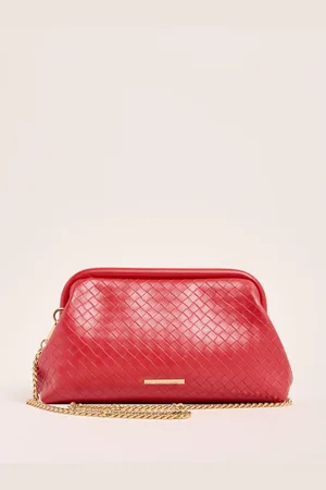 Lipsy London Red Weave Pouch Clutch Bag One