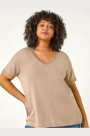 Roman Gold Curve Hotfix V-Neck Knit Top AU 18