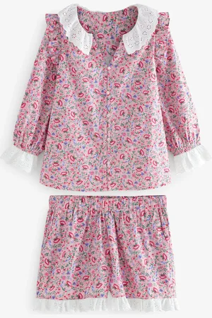 Cath Kidston Pink Ditsy 100% Cotton Broderie Pyjamas AU 24 R