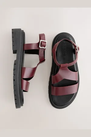 Next Burgundy Red Forever Comfort Chunky Cross Strap Sandals AU 8.5 (EU 40)