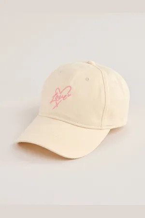 Lipsy London Cream and Pink Embriodered Graphic Cap One