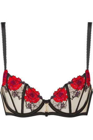 Ann Summers Black Caged Rose Non Padded Balcony Bra 32 C