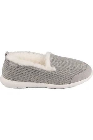 Totes Grey Isotoner Ladies Iso-Flex Waffle Full Back Slippers AU 6 (EU 37)