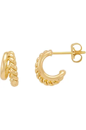 ESTELLA BARTLETT Gold Tone Plain And Twist Double Hoop Earrings One