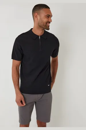 Threadbare Textured Front Quarter Zip Knitted Polo Shirt medium