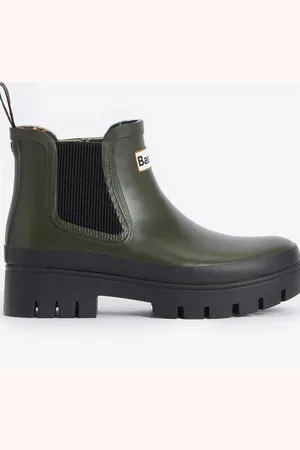 Barbour Olive Green Halton Ankle Chelsea Wellington Boots AU 6 (EU 37)