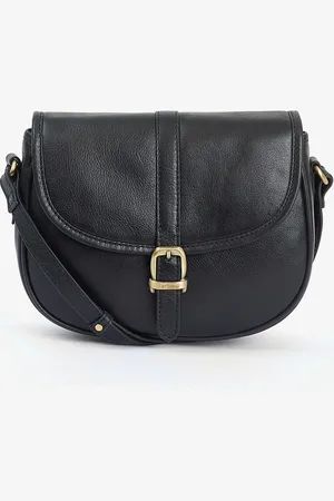 Barbour Black Laire Medium Leather Saddle Bag One