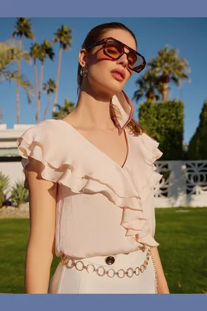 Friends Like These Blush Pink Short Sleeve Ruffle Blouse AU 20