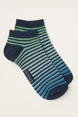 Fat Face FatFace Blue Stripe Trainer Socks AU 9.5-11