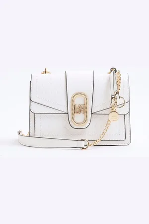 River Island White Panelled Monogram Shoulder Bag one