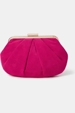 Accessorize Pink Pleated Suedette Clutch Bag One