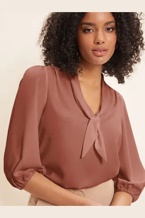 Friends Like These Pink V Neck Bow Front 3/4 Sleeve Blouse AU 14