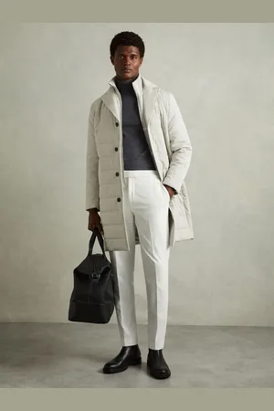 Reiss Stone Patrick Longline Quilted-Shell Coat with Inner Gilet L