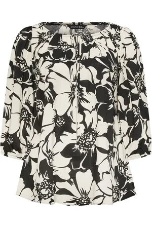 Evans Floral Tie Neck Black Blouse AU 30-32