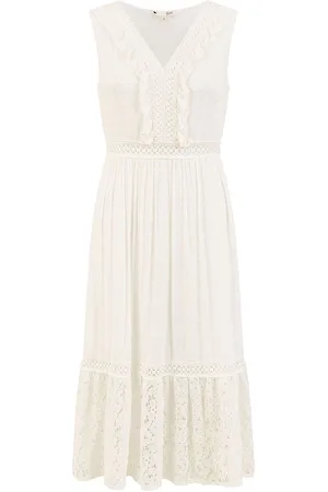 Yumi Lace And Dobby Cotton Midi Dress S