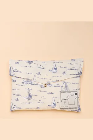 Joules Harford Blue Toile de Jouy Nightwear Set With Packable Travel Bag XXL