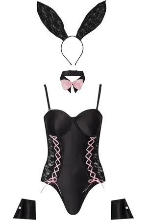 Ann Summers Black Boudoir Lace-Up Bunny Outfit Dress XL