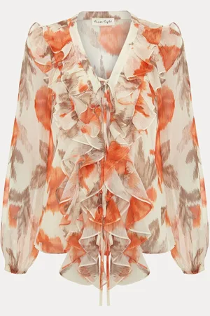 Phase Eight Orange Ivana Printed Blouse AU 14