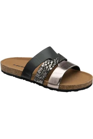 Dunlop Black Leather Multi-Strap Mules Sandals AU 7 (EU 38)