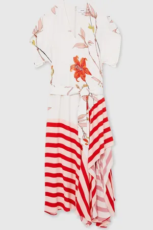 Reiss Alicia Floral Stripe-Print Maxi Dress AU 10