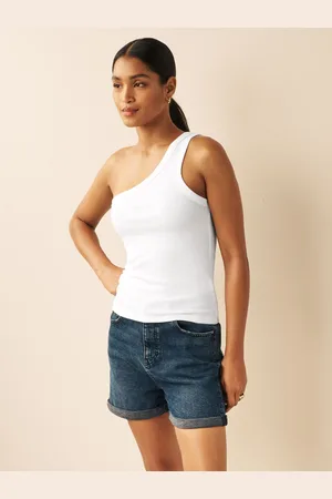 Next White One Shoulder Rib Vest Top XL