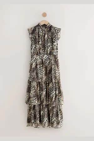 Next Printed High Neck Tiered Occasion Maxi Dress 18tall